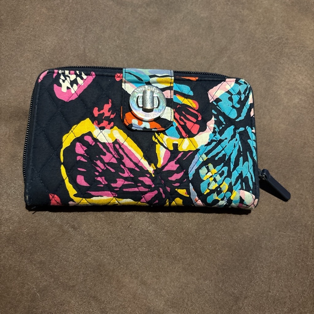 Vera Bradley Black and Pink Floral Wallet